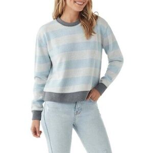 Splendid French Terry Baby Blue Stripe Crew Pullover Jumper